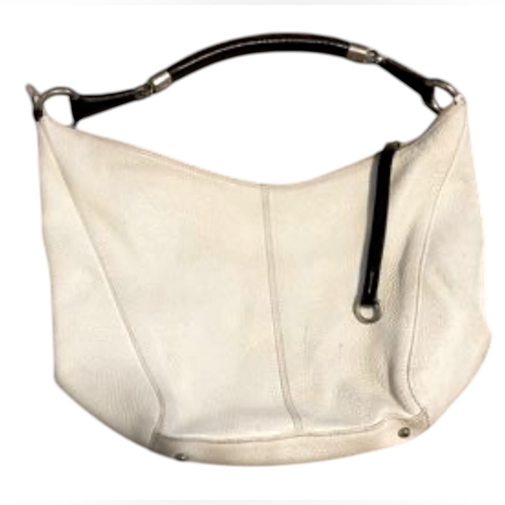 Puntotres White Pebbled Leather Purse